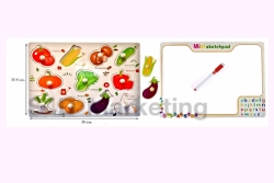  B014 ภาพตัดต่อรูปผักและคำศัพท์พร้อมหมุดไม้ และกระดานไวท์บอร์ด  Image