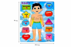   DX553 ภาพตัดต่อรูปร่างกายเด็กชายและคำศัพท์ พร้อมหมุดพลาสติก   Image