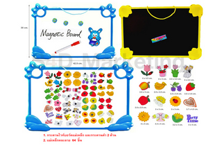  TM-004 กระดานไวท์บอร์ดและกระดานดำ 2 ด้าน แม่เหล็กคละลาย Image