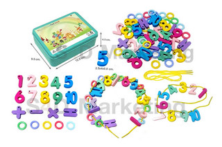 5039 ร้อยเชือก 1-10 เครื่องหมายคำนวณ และวงแหวน 51 ชิ้น กล่องโลหะ  Image