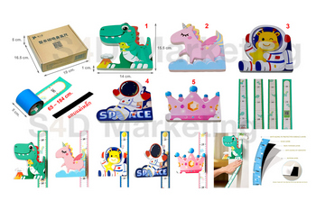 S002 สติ๊กเกอร์วัดส่วนสูงแถบแม่เหล็ก 65-184 ซม. คละลาย  Image