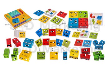  3052 ชุดเซ็ทต่อบล็อกไม้ 4 สี 12 ชิ้น แสดงอารมณ์  Image