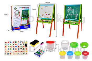 068 กระดานไวท์บอร์ดและกระดานดำ 2 ด้าน ตัวอักษรแม่เหล็ก ขาตั้ง Image
