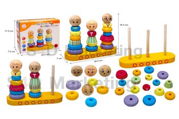  8672-3 บล็อกไม้รูปครอบครัวสวมหลัก 3 เสา   Image