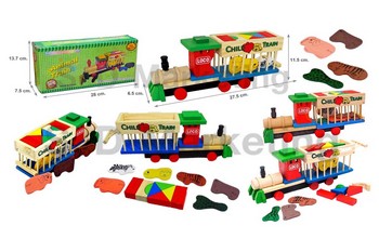  00-132 รถบรรทุกสัตว์ป่าและบล็อกไม้รูปทรงเรขาคณิต   Image