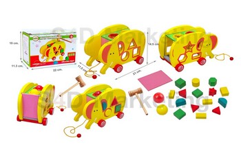 B12-16C รถลากหยอดบล็อกและเคาะบอลรูปช้าง   Image