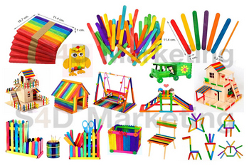 018-2 ไม้ไอศครีมคละสี DIY  Image