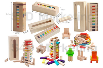  WZMM-2076A  บล็อกไม้สลับสีหรรษา กล่องไม้  Image