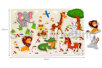  A-7020 ภาพตัดต่อรูปสัตว์ป่า พร้อมหมุดไม้   Image