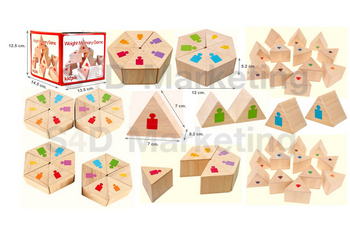 020 เกมฝึกประสาทสัมผัส จับคู่สีและน้ำหนัก บล็อกไม้รูปสามเหลี่ยม  Image