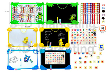  019-12F เรียนรู้กระดานไวท์บอร์ดและกระดานดำ 2 ด้าน ตัวอักษรแม่เหล็ก  Image