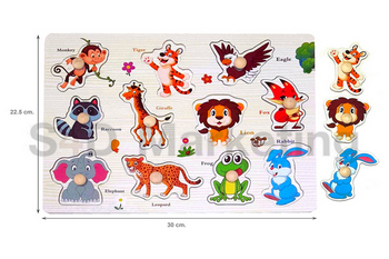 MWZ-708A ภาพตัดต่อรูปสัตว์ป่าและคำศัพท์ พร้อมหมุดไม้   Image