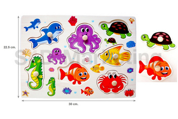 A-3037 ภาพตัดต่อรูปสัตว์ทะเล พร้อมหมุดไม้   Image