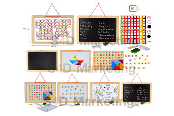  019-12D เรียนรู้กระดานไวท์บอร์ดและกระดานดำ 2 ด้าน ตัวอักษรแม่เหล็ก  Image