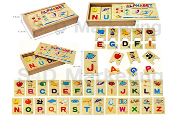 22-19 จิ๊กซอว์จับคู่ A-Z พิมพ์ใหญ่ พิมพ์เล็ก และรูปภาพคำศัพท์  Image