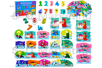  029B จิ๊กซอว์ตัวเลขนูน 1-10 และรูปภาพจำนวนนับ 65 ชิ้น  Image